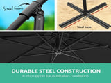 Instahut 3m Outdoor Umbrella Cantilever Garden Beach Patio Black UMB-BAN-F-8RIB-BK
