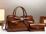 White Ladies Handbag Bow Embellished Handbag Handbag With Small Purse Crocodile - Blue - Size V1347-945-08947-BLU-29-12-21