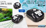 Aquarium Air Pump Oxygen Hydroponic 4 Outlet 360L/H 13W V274-AQ-AP13