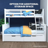 Kingston Slumber Single Over Double Wooden Bunk Bed Frame, Triple Solid Pine 2-in-1 Modular Design, V219-BEDDBBKS12WA