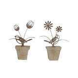 Set 2 Asst Birds & Flowers on Wood Ledge 21cm V637-52415BRD