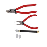 Glass Cutter Tool Kit Breaker Pliers Curve Jaw Glass Running Pliers Kit Glass Cutter Pen 2pcs Blades V1294-YM0706-3114230135011