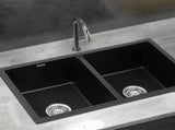 Cefito Kitchen Sink 77x45cm Granite Stone Sink Double Bowl Black SINK-STONE-A-7745-BK