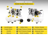 Air Compressor 6.6 Gallon, Portable Air Compressor 1 HP, Oil Free Air Compressor Steel Tank 750W, V952-WSKYJ750-25L00001V3