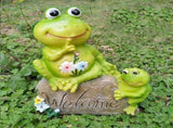 Resin Animal Sitting on Stone Figurine Decoration Lawn Garden Courtyard Ornaments V1294-YM0901-JY25372