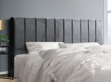 Artiss Bed Head Headboard King Velvet - VELA Grey BFRAME-F-SALA-GY-K