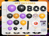 Halloween Decoration Set Light-Up Pumpkin Lamp,128 Pcs Halloween Party Balloon Garland Arch Kit & V1337-6F-ZYGV-TQPK