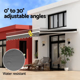 Instahut Retractable Folding Arm Awning Manual Sunshade 4.5Mx2.5M Grey AWN-B-ARM-45X25-GREY