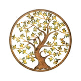 Laser Cut Colourful Round Tree Of Life w 3 Birds Wall Art 60cm V637-24835TRE