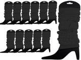 12 LEG WARMERS Knitted Womens Neon Party Knit Ankle Fluro Dance Costume 80s BULK - Black V563-BR-12NNLEGWRMR-BLK