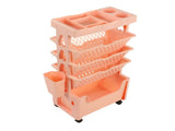 Movable Book Rack Large Capacity 5 Layer Thickened Rollers Multifunctional Movable Bookshelf for V1294-YM0901-3116230009812
