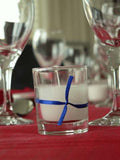 25 White Wax Clear Glass Holder Votive Candle - Wedding Event Centrepiece Table Decoration V382-25CLEAR-GLASS-WHITE-WAX