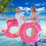 2pcs Pink Inflatable Giant Donut Raft Swim Ring Float Swimming Pool Beach Lounge Pink Coff 120CM V201-W12783371X2