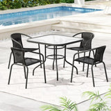 Gardeon Outdoor Dining Set 5 Piece Steel Stackable Chairs Table Patio Furniture FF-DINING-5CLS-SQUARE-AB