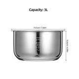 Silver Stainless Steel Rice Cooker Replacement Inner Pot Compatible with Multiple Brands V1370-AZ4-15372