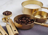 Measuring Cups and Spoons Set of 8, Stainless Steel Gold Measuring Cups Kit with Wooden Handle, V1366-AZ2-W-11220