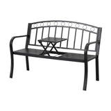 Gardeon Outdoor Garden Bench Seat Loveseat Steel Foldable Table Patio Furniture Black GB-STEEL-TABLE-C-BK