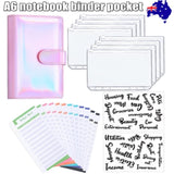A6 PU Leather Notebook Binder Budget Planner Organizer Cover Cash Pockets Sheets V201-W13177955