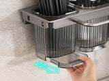 Metal Cutlery Holder with Drip Tray and Hooks for Spoons, Forks and Kitchen Tools, Countertop Drying V1189-WXF-260203-00270