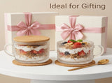 4 Packs Vintage Coffee, 14oz Embossed Glass Cups, Overnight Oats Containers with Lids, Vintage V1366-AZ2-W-18177