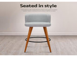 Artiss 2x Bar Stools Linen Padded Wooden Grey BA-TW-8126-LI-GYX2