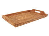 Wicker Serving Tray Hand Woven Rattan Rectangular Serving Tray with Handles for Breakfast Drinks V1294-YM0901-3118230400211