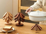 2-Piece Foldable Christmas Tree Design Pot Holders Set Decorative Heat Resistant Trivets with Holder V1258-DP02-BOL-212