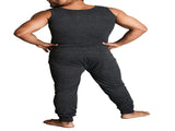 2pcs Set Mens Merino Wool Blend Thermal Singlet Top & Pants Underwear Thermals - Black V563-2PCSSINGLETSET-BK-XL