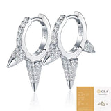 S925 Silver Moissanite Ear Cuff with GRA Certificate Edgy Three-Prong Stud Design, Icy Sparkle V1341-ZY-QR3LS3CJ-MOISSANITE-PREMIUMS925