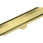 900mm Tile Insert Bathroom Shower Brushed Brass Grate Drain w/ Centre outlet Floor Waste V63-844741