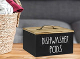 Wooden Storage Container with Lid, Farmhouse Dishwasher Pod Dispenser Box for Laundry Room, Bathroom V1189-LC-RY-00350