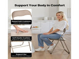 4 Pack Folding Chairs, Foldable Leather Chairs with Heavy Duty Metal Frame & Padded Cushion, V952-JSZDYPGJS4BZLL6UP001V0