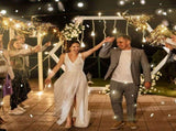 Lighted Wedding Wands Send off, LED Ribbon Stick with Shiny Foil Tinsel Glitter Hand Light up V1366-AZ2-W-18459