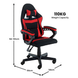 Sarantino Antre Kids Study Gaming Chair Black Red Computer Seat Ergonomic Back Support Padded A CH-MLM-691-BKRD
