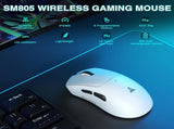 SOLAKAKA SM805 Tri-Mode Lightweight Wireless Gaming Mouse, 24000 DPI with Two Side Buttonswhite V1300-SM805-WHITE