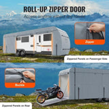 Travel Trailer Cover, 9.1-9.8m RV Cover, 4-Layer Non-Woven Fabric Camper Cover, Waterproof, V952-TCSFCCYTGSFCVZTTJV0