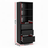 Artiss 2x Chest of 3 Drawers Tallboy Cabinet Black FURNI-L-CDR-3D3S-BK-ABX2