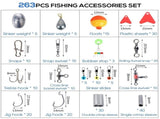 263pcs Fishing Accessories Kit,Included Plier,Hooks,Weights & Other Accessories,Fishing Bait Lure V1370-AZ4-08247