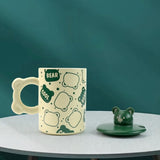 2X High-Fired Ceramic Porcelain Mug Set with Lid 400ml Bear w Tea Spoon GREEN V274-HA-LA-P0024828-BEAR