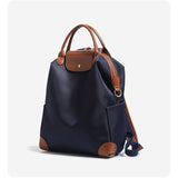 Retro Nylon Backpack PU Leather Color-Block / Packable & Lightweight / 14-inch Laptop Compartment / V1232-TQDNB-001