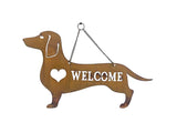 Hanging Laser Cut Welcome Dog w Heart 29cm V637-71650DOG