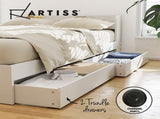 Artiss Bed Frame Single Size with Charging Ports and 2 Drawers AURA WBED-F-AURA-S-WH-AB