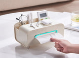 Desktop Tissue Box Multifunction Tissue Storage Dispenser with Phone Holder Remote Control Organizer V1294-YM0710-3117230308311