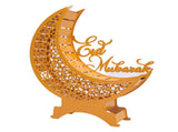 Yellow Moon Ornament with Lighting Iron Art Hollow Desk Decoration for Dining Table Window V1294-YM0901-3115250006711