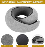 Light Gray Velcro Tape Memory Foam U-Shaped Neck Pillow - Snail Travel Cushion for Airplane, Office V888-ELOSUNG13350