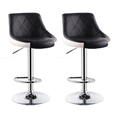 Bar Stools Kitchen Bar Stool Leather Barstools Swivel Gas Lift Counter Chairs x2 BS8403 Black V255-8403-BLACK