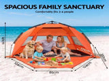 Weisshorn Beach Tent 3-4 Person Pop Up Sun Shade UPF 50 Automatic Outdoor Orange TENT-C-BEA-4-OR