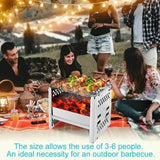 1 Piece Foldable Charcoal Grill, Stainless Steel Portable BBQ with Removable Grate and Ventilation V1189-LC-HW-00309