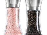 Premium Salt and Pepper Grinder Set of 2- Brushed Stainless Steel Pepper Mill and Salt Mil,Glass V1366-AZ2-W-24575