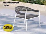 Gardeon Outdoor Dining Set 9 Piece Steel Table Chairs Setting White FF-DINING-9CLS-WH-ABC